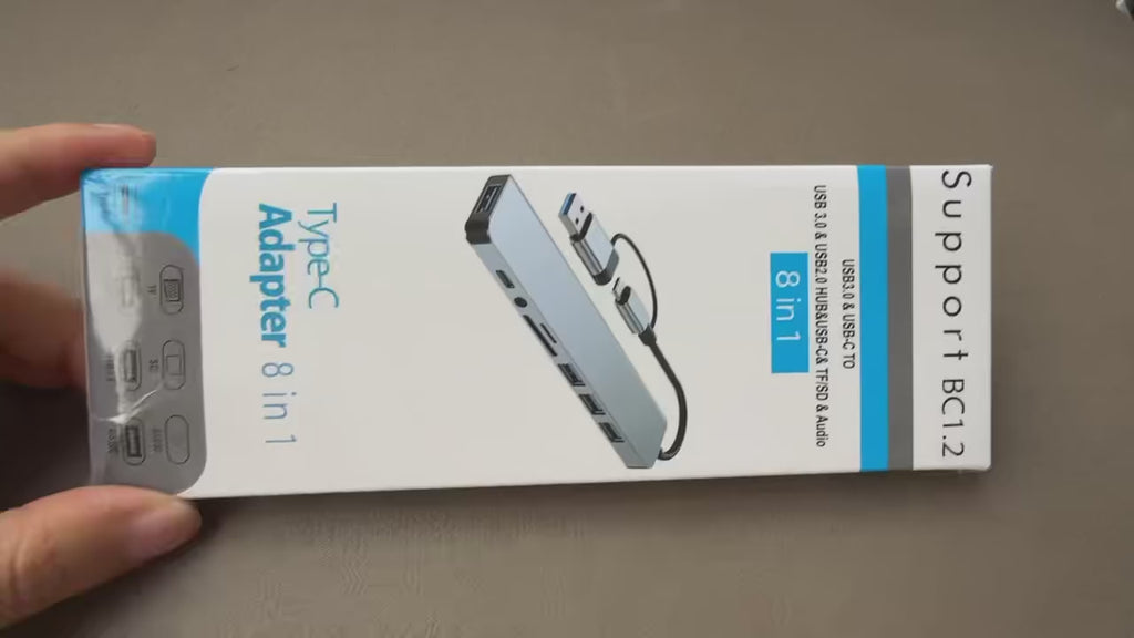8 in 2 USB +Type C HUB Docking Station